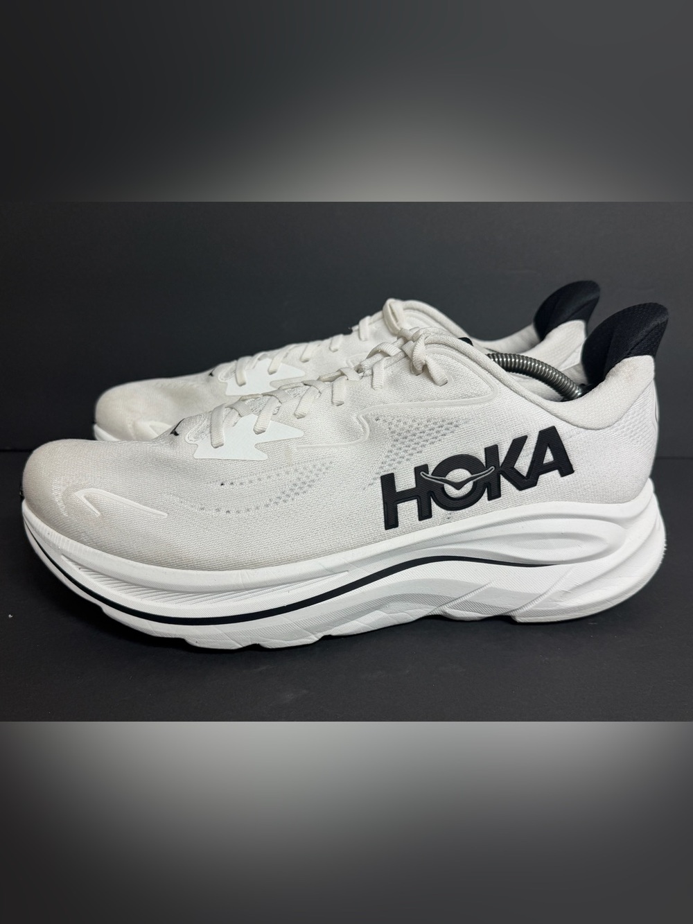 HOKA ONE ONE Clifton 10 White Black Men’s Size 13D Running Shoes BARELY WORN